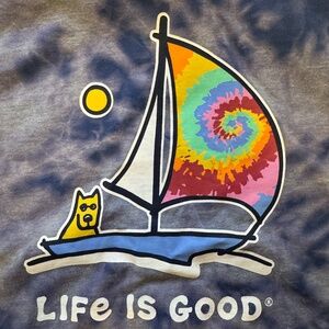 CUSTOM Life is Good Unisex Kids Medium T-Shirt Rocket Tie Dye Sailboat
